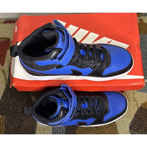 Nike Court Borough Mid 2 (GS) Game Royal/Black/White CD7782-404 Shoes - Picture 2 of 7